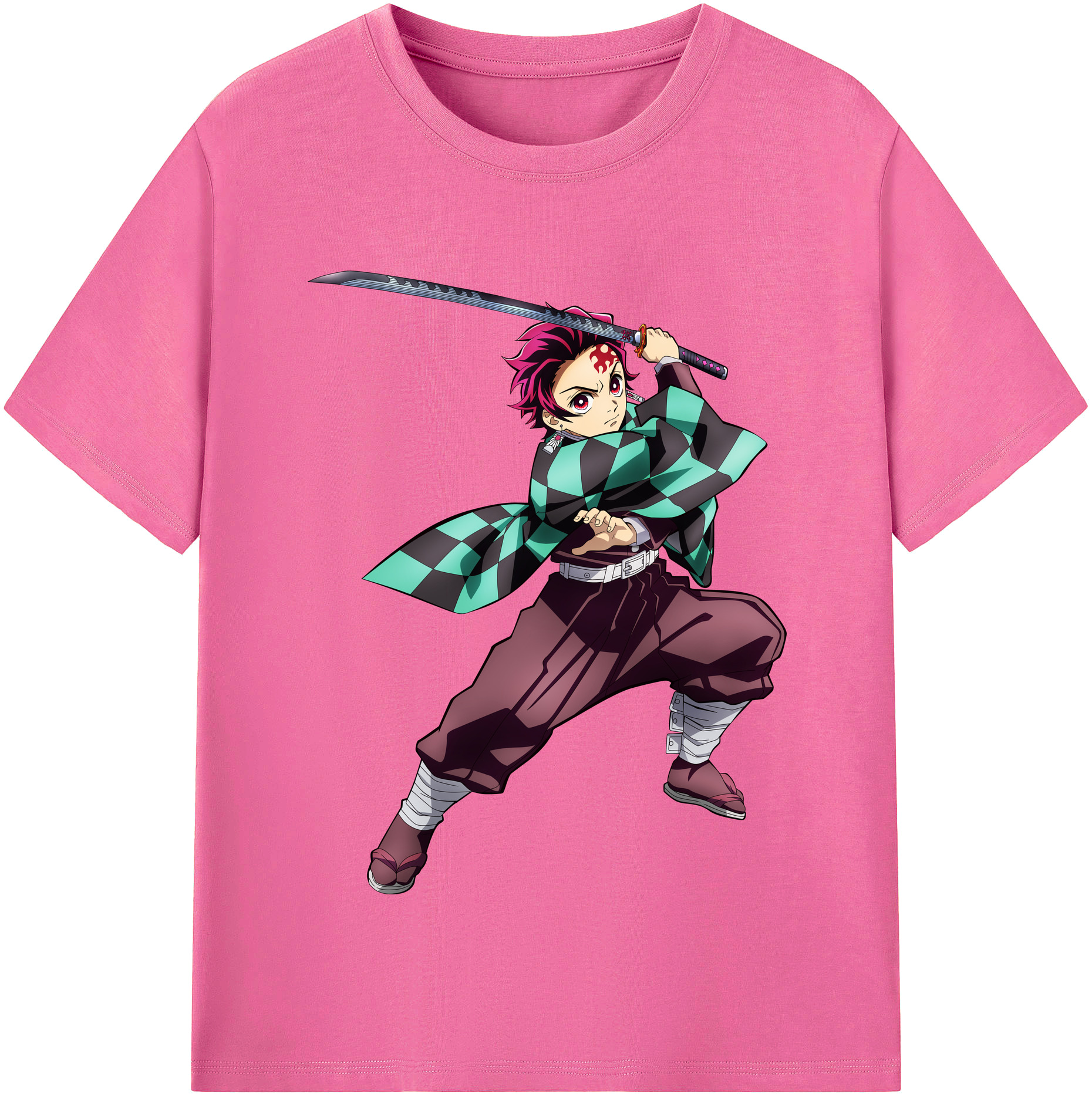 （画像用） 鬼滅の刃 竈門 炭治郎／かまど たんじろう Kamado Tanjirou レディースカジュアルプリントTシャツ（綿100％）